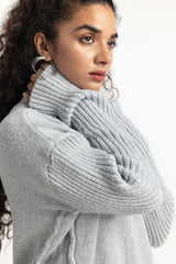 Grey Loose Fit Knit Sweater LP-576 Top