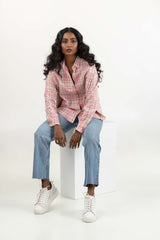 Light Pink Checkered Button Down Shirt 224-217-013