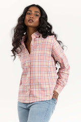 Light Pink Checkered Button Down Shirt 224-217-013