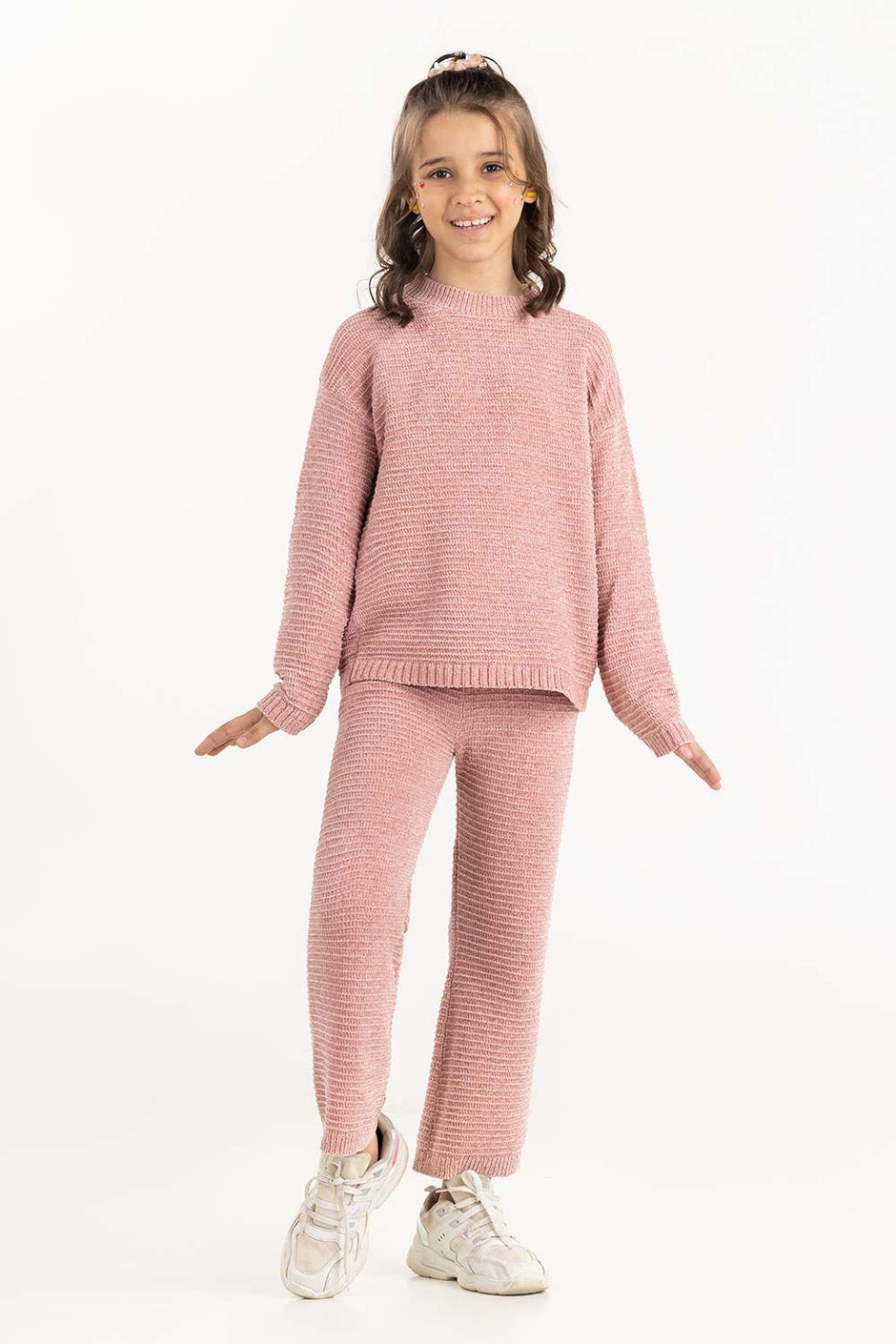 Junior Girl Light Pink Knit Trouser 224-416-308