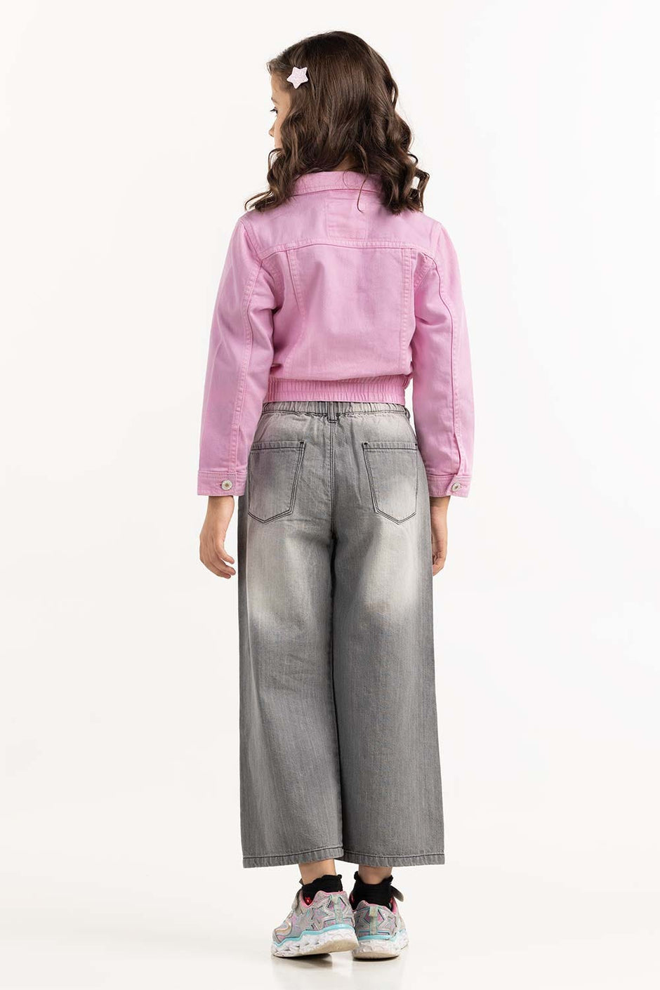 Girls Light Pink Non Denim Jacket 224-410-054