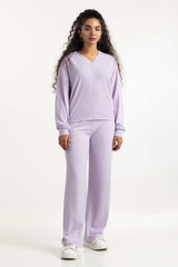 Lilac Loose Fit V-Neck Top  224-216-311 T