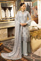 3 Piece Embroidered Swiss Voile Unstitched Suit with Embroidered Chiffon Dupatta and Inner LSV-42007