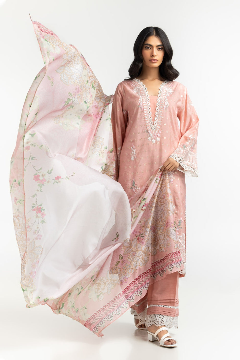 Lurex Jacquard Embroidered Shirt And Trouser