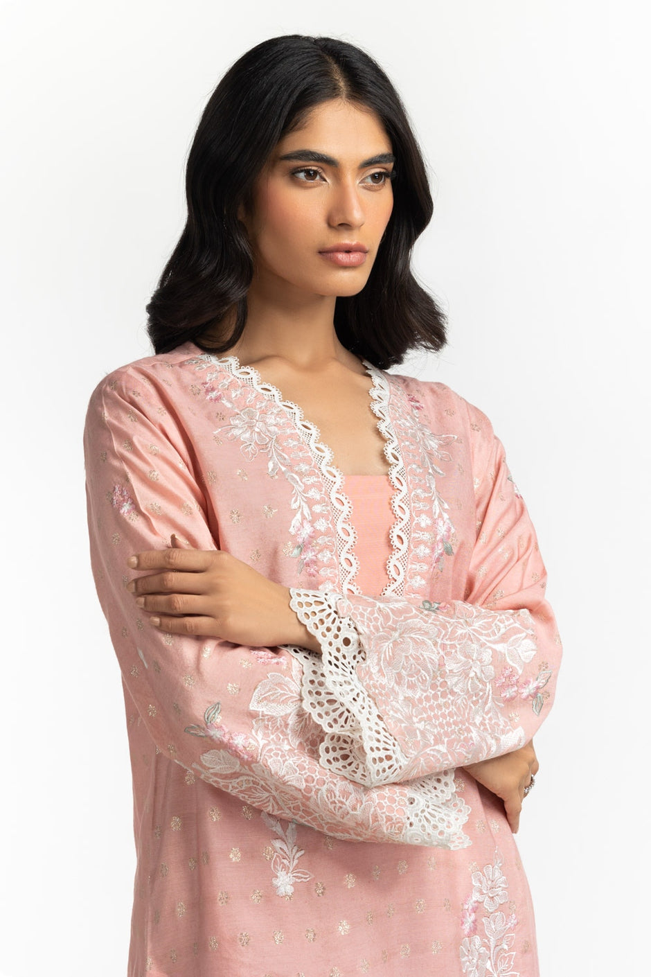Lurex Jacquard Embroidered Shirt And Trouser