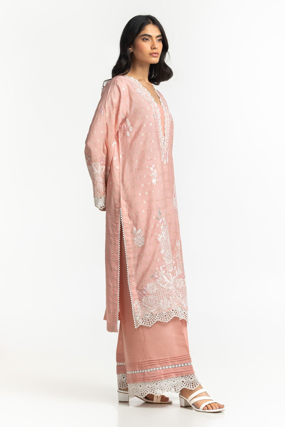Lurex Jacquard Embroidered Shirt And Trouser