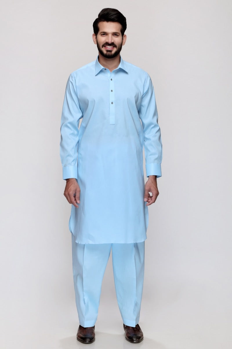 Sky Blue Unstitched Fabric LEADER LATHA