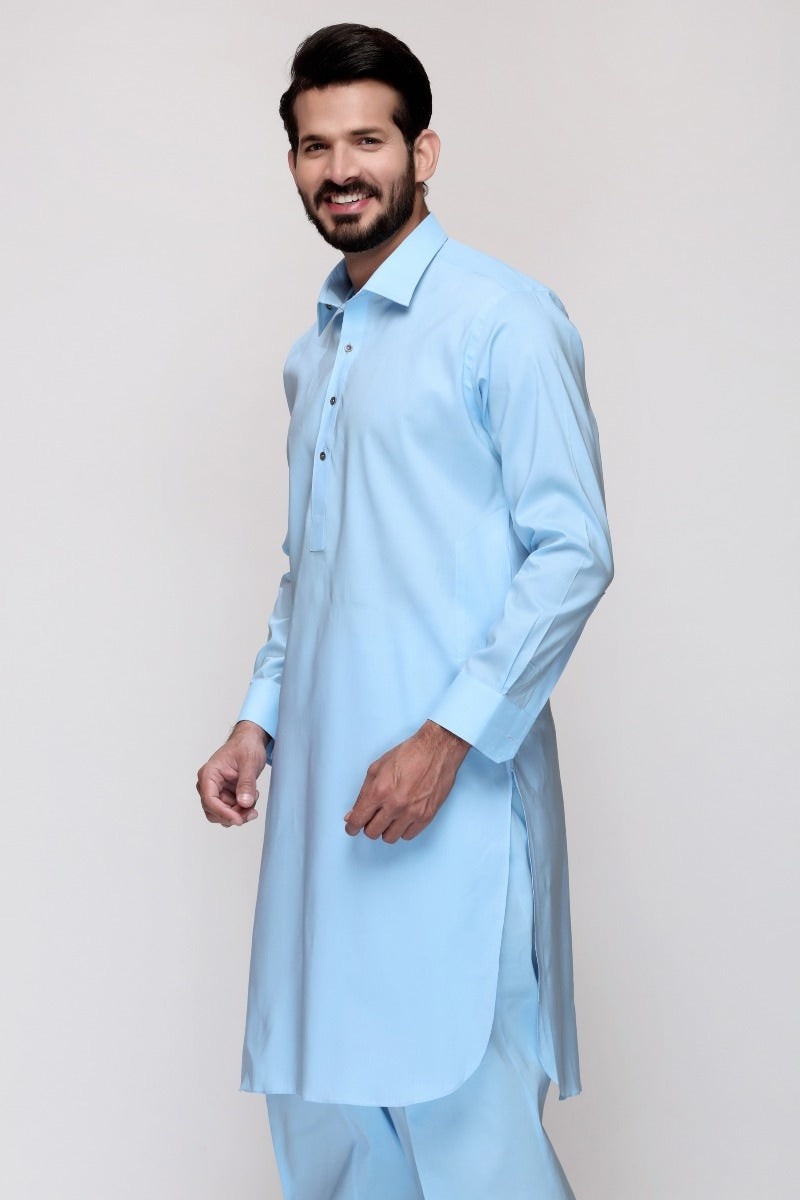 Sky Blue Unstitched Fabric LEADER LATHA
