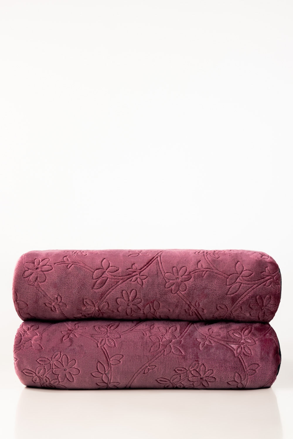 AW24-Maroon Embossed Single Ply Fleece Throw