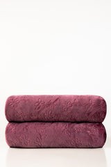 AW24-Maroon Embossed Single Ply Fleece Throw