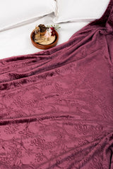 AW24-Maroon Embossed Single Ply Fleece Throw