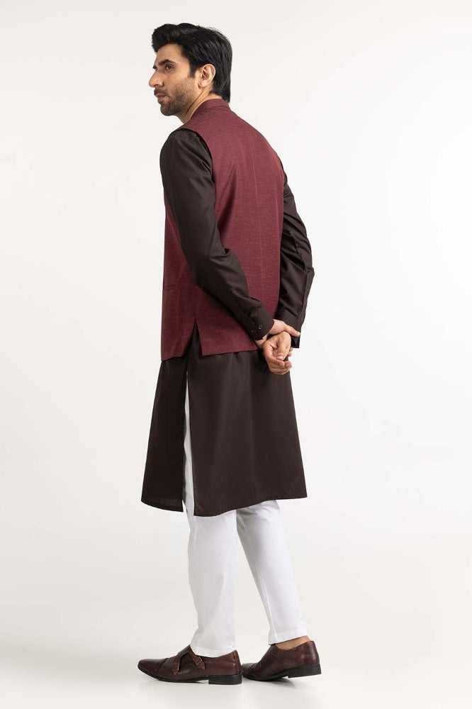 Maroon Basic Waist Coat WC-PD23-015