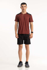 Maroon Black Textured Tee AW-TS23-011