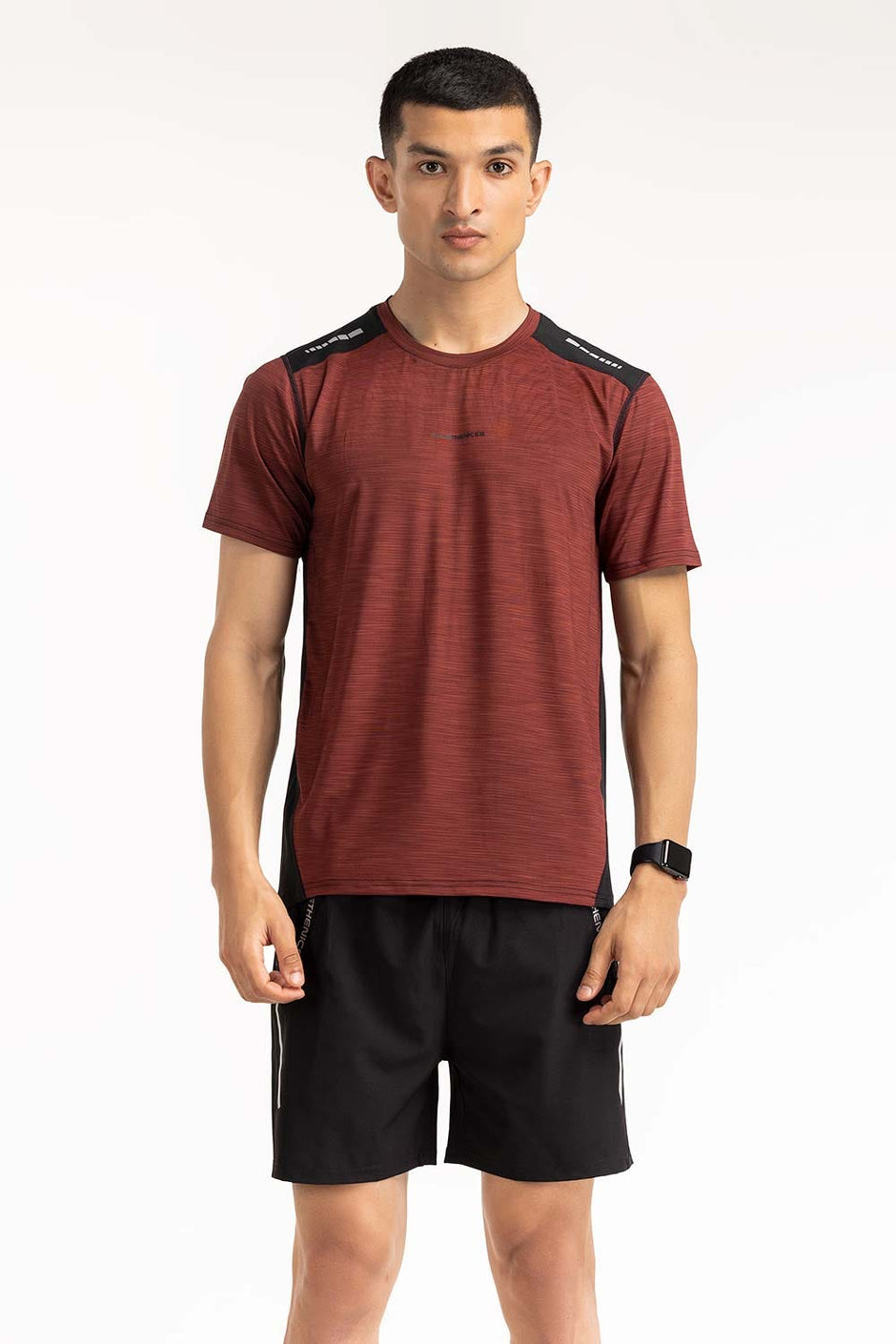 Maroon Black Textured Tee