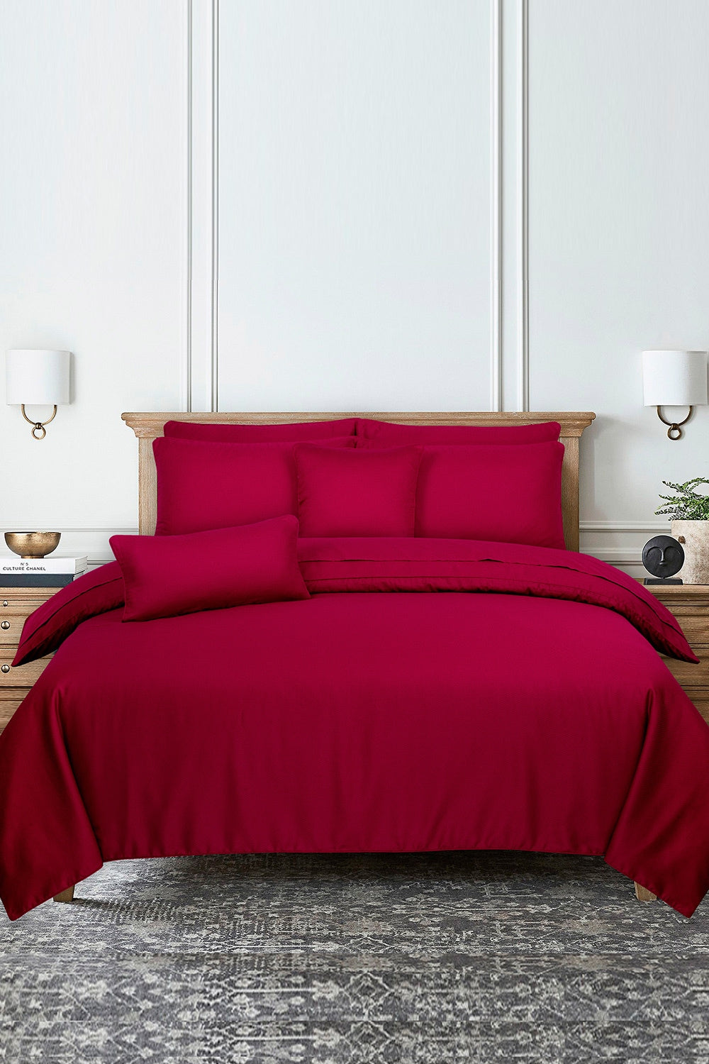 Maroon Cube T-225 Quilt Cover Set
