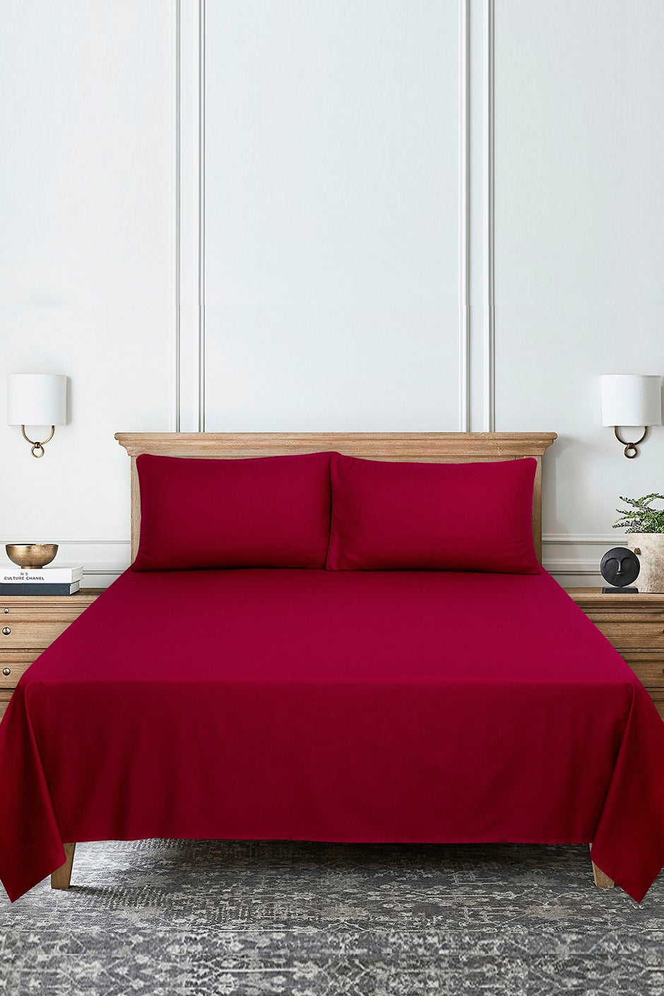 Maroon Cube T-225 Bed Sheet Set