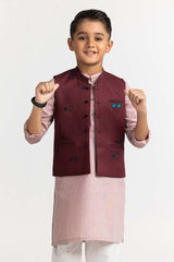Maroon Embroidered Waist Coat KWC-PD23-009