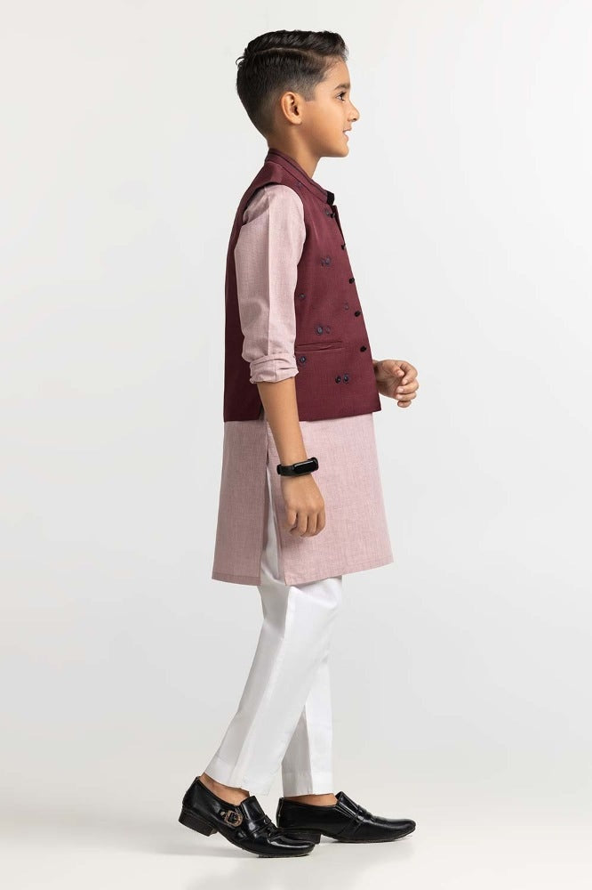 Maroon Embroidered Waist Coat KWC-PD23-009