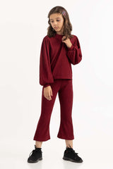Girls Maroon Flared Trouser 224-413-044 B