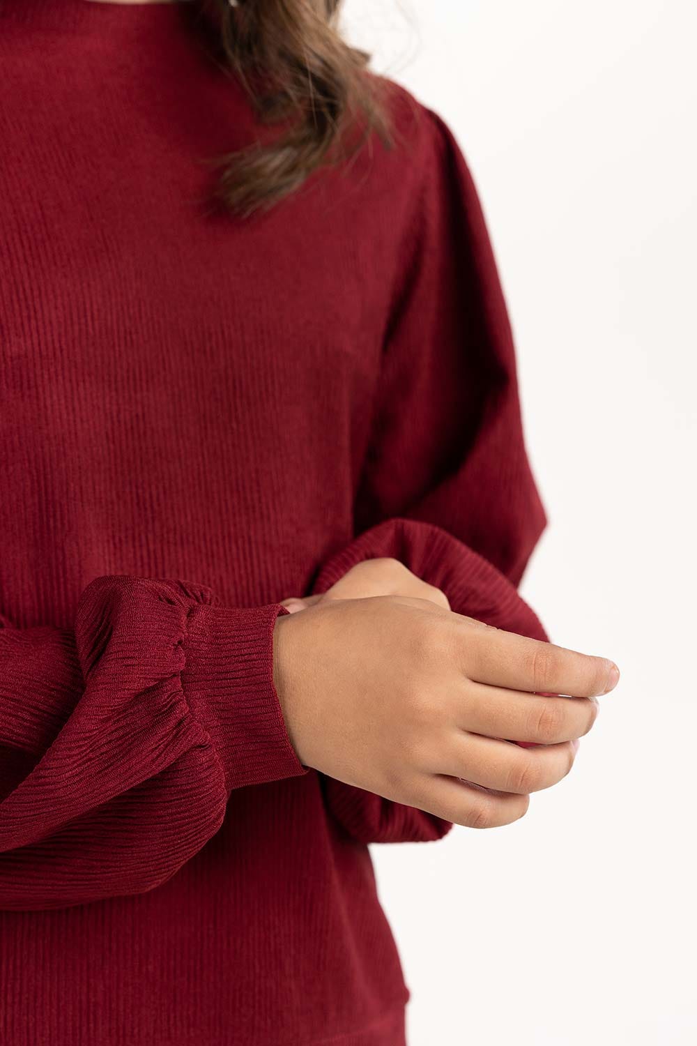 Toddler Girl Maroon Knit Blouse 224-413-044 T