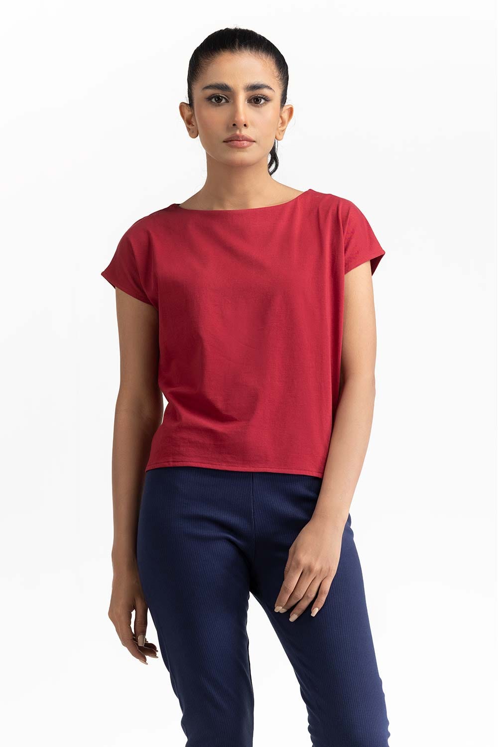 Maroon Knit T-Shirt 231-213-023
