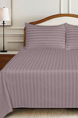 Mauve Light Stripe Satin T-250 Bed Sheet Set