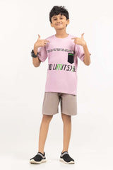 Junior Boy Mauve Mist Printed Knit Top JBKT-2210084