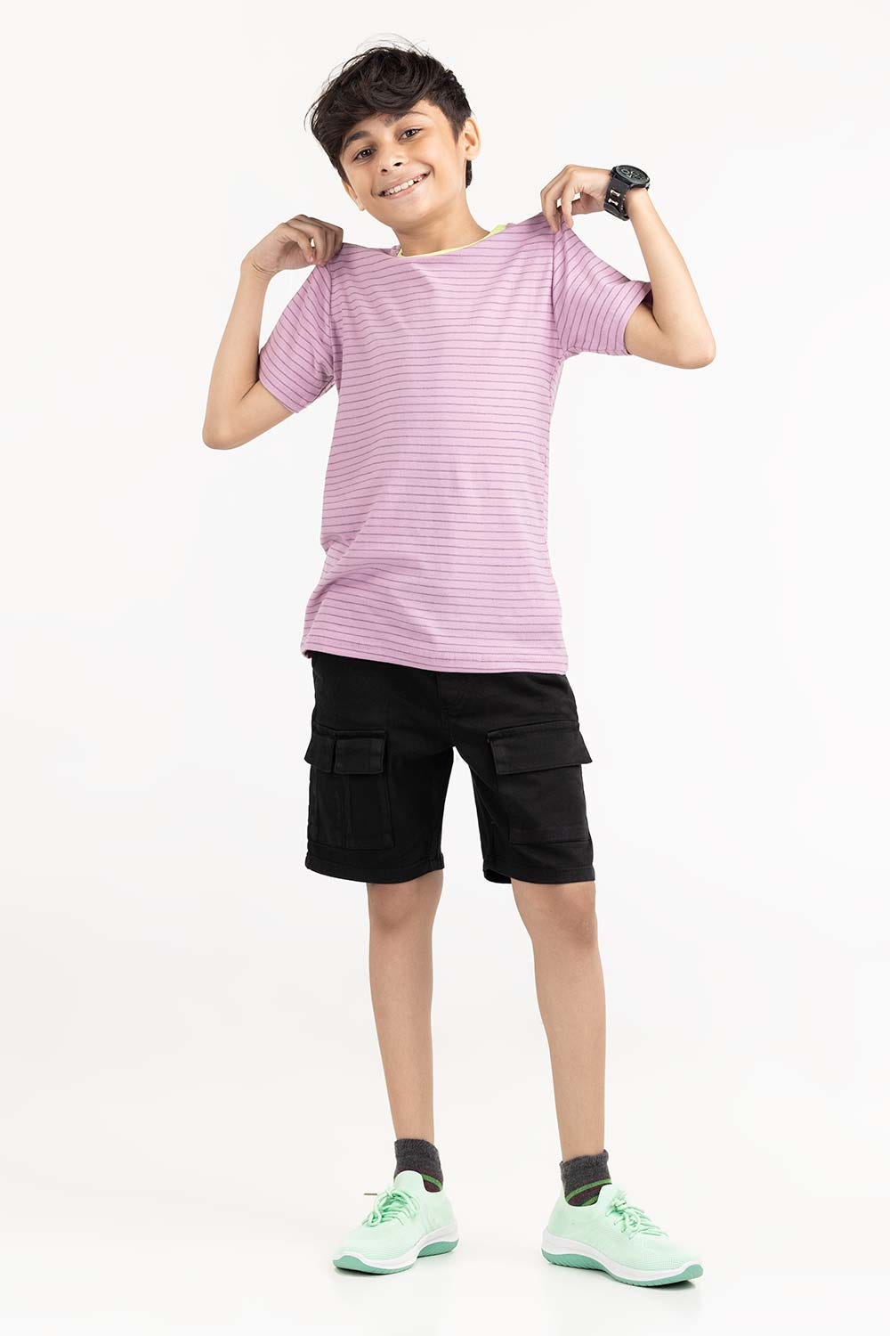 Junior Boy Mauve Stripped Knit Top JBKT-2210073 B