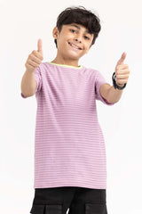 Junior Boy Mauve Stripped Knit Top JBKT-2210073 B