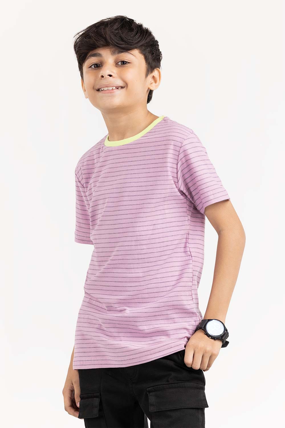 Junior Boy Mauve Stripped Knit Top JBKT-2210073 B