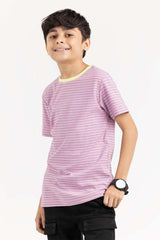 Junior Boy Mauve Stripped Knit Top JBKT-2210073 B