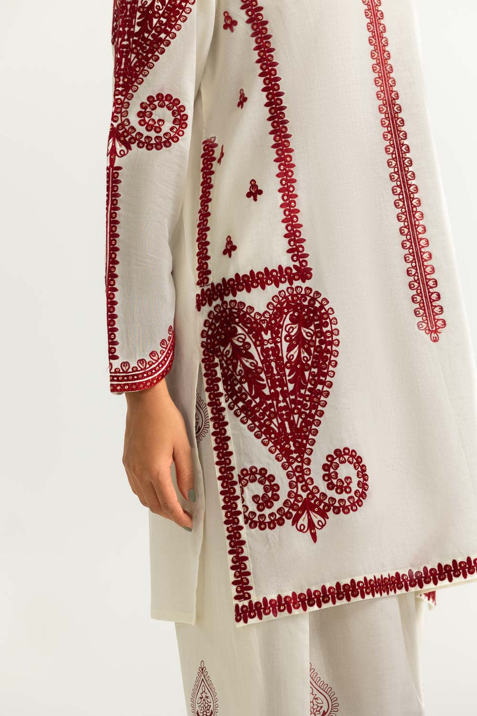 Cambric Printed Co-Ord Set With Embroidered