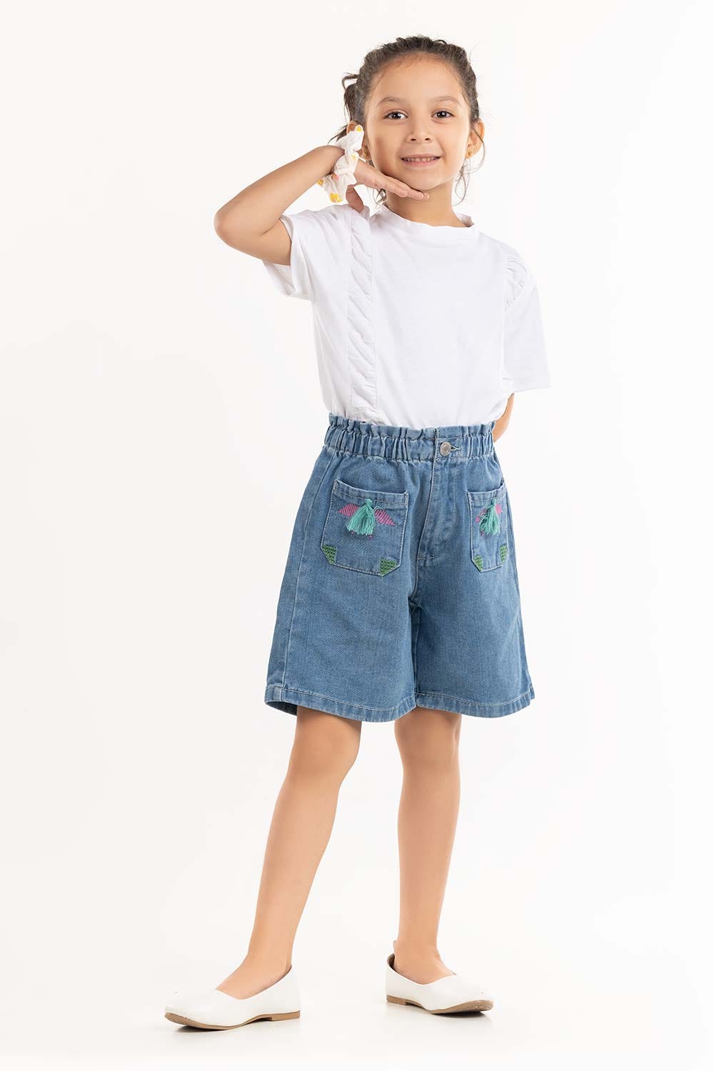 Toddler Girl Medium Wash Basic Denim Shorts TGDB-2210035 B