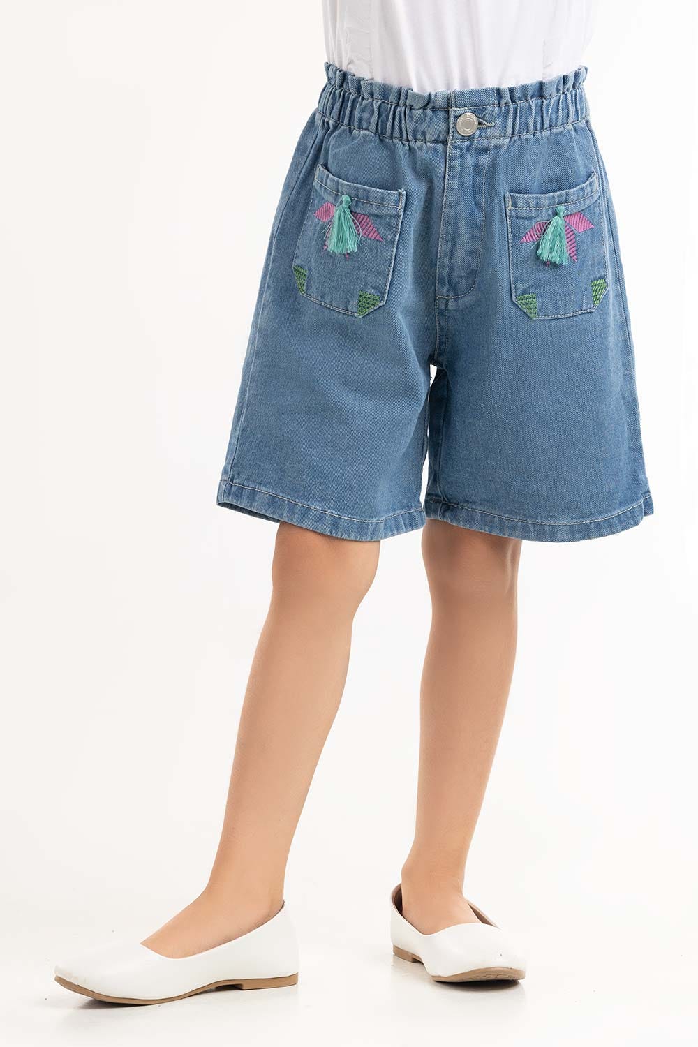 Toddler Girl Medium Wash Basic Denim Shorts TGDB-2210035 B