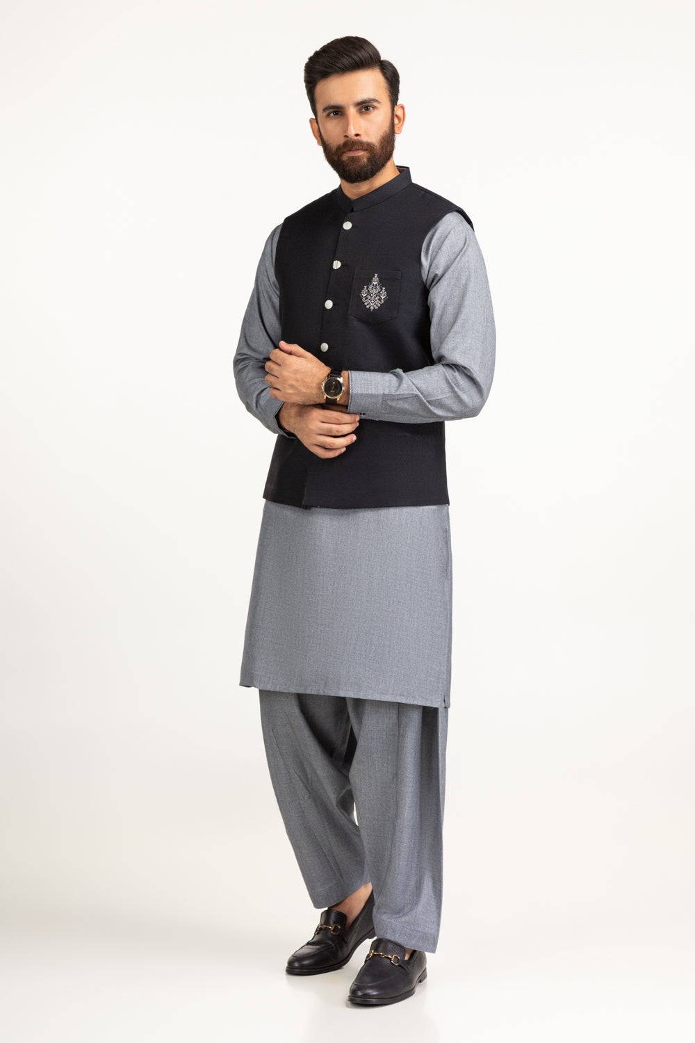 Regular Fit Embroidered Waist Coat WC-PD24-060