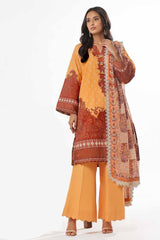3 Piece Unstitched Printed Lawn Suit with Printed Chiffon Dupatta MFL-42002