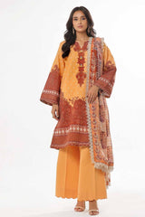 3 Piece Unstitched Printed Lawn Suit with Printed Chiffon Dupatta MFL-42002