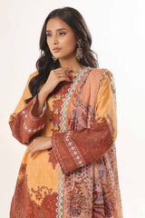 3 Piece Unstitched Printed Lawn Suit with Printed Chiffon Dupatta MFL-42002