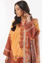 3 Piece Unstitched Printed Lawn Suit with Printed Chiffon Dupatta MFL-42002