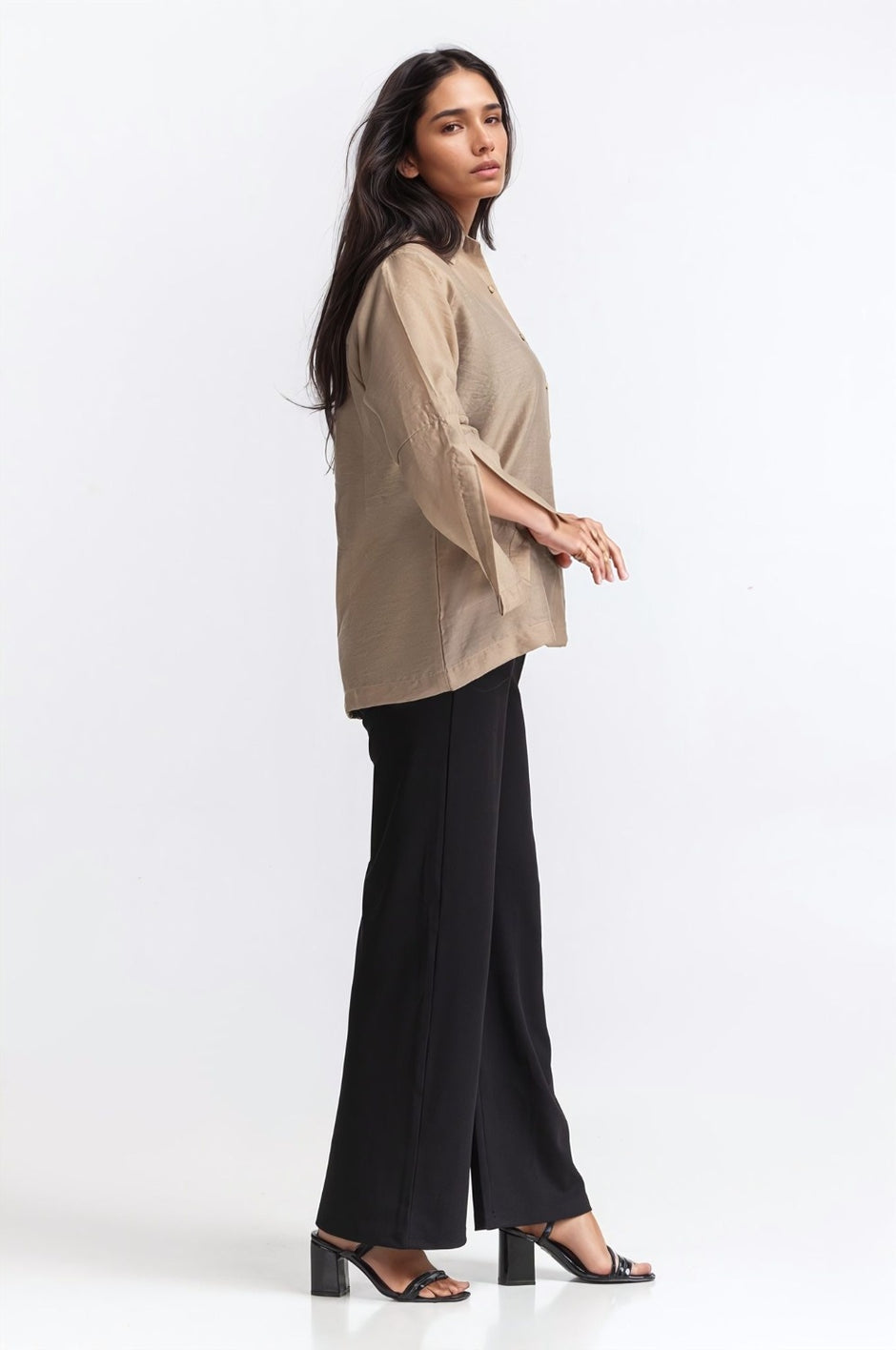 Mid Length Button Down Shirt