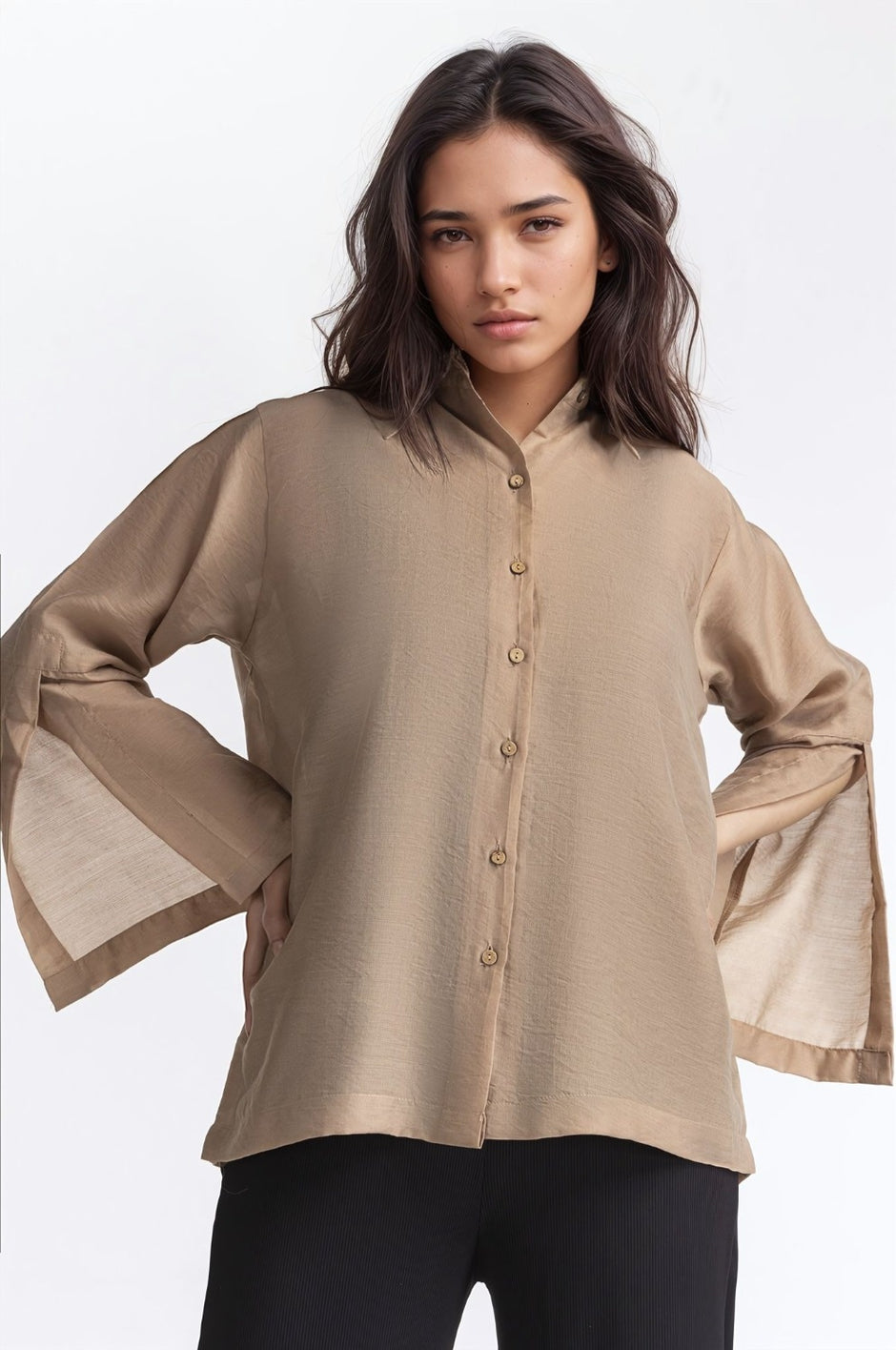 Mid Length Button Down Shirt