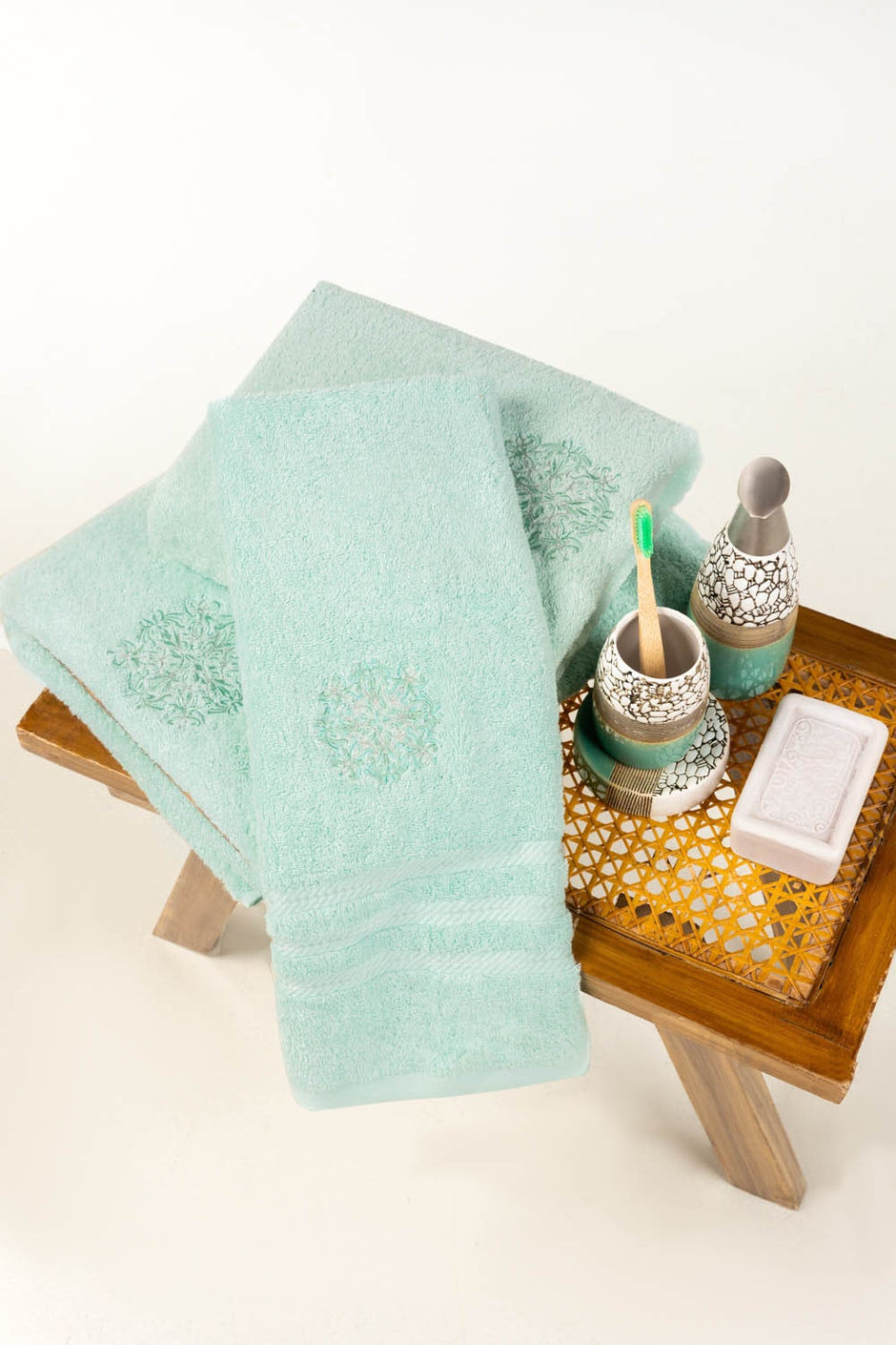 Mist Combed Embroidered towel