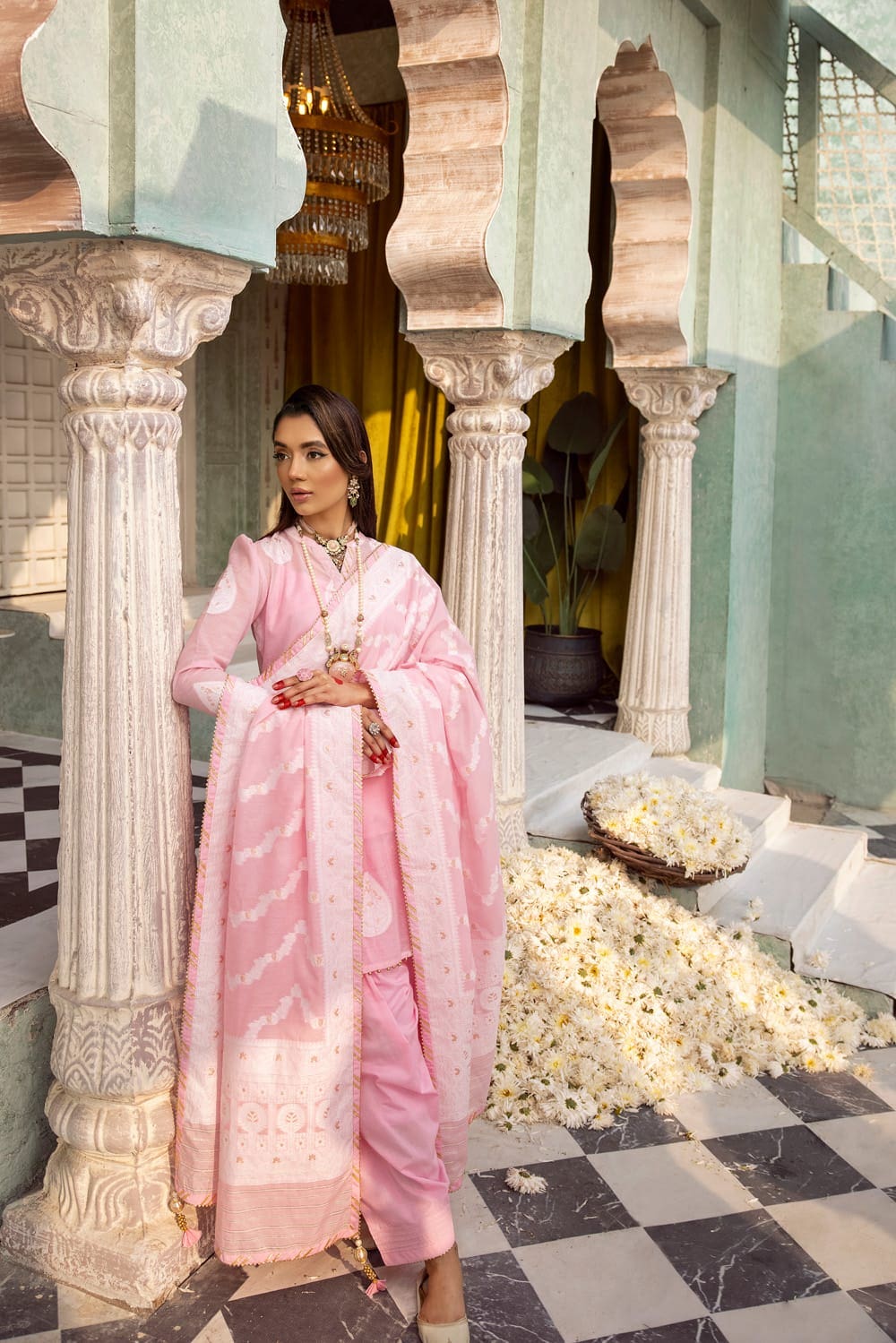 3 Piece Jacquard Unstitched Suit with Dupatta and Inner