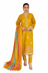 3 Piece Unstitched Embroidered Printed Cambric Suit with Yarn Dyed Dupatta MJ-42020