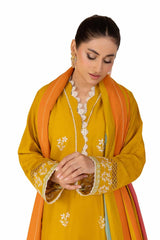 3 Piece Unstitched Embroidered Printed Cambric Suit with Yarn Dyed Dupatta MJ-42020