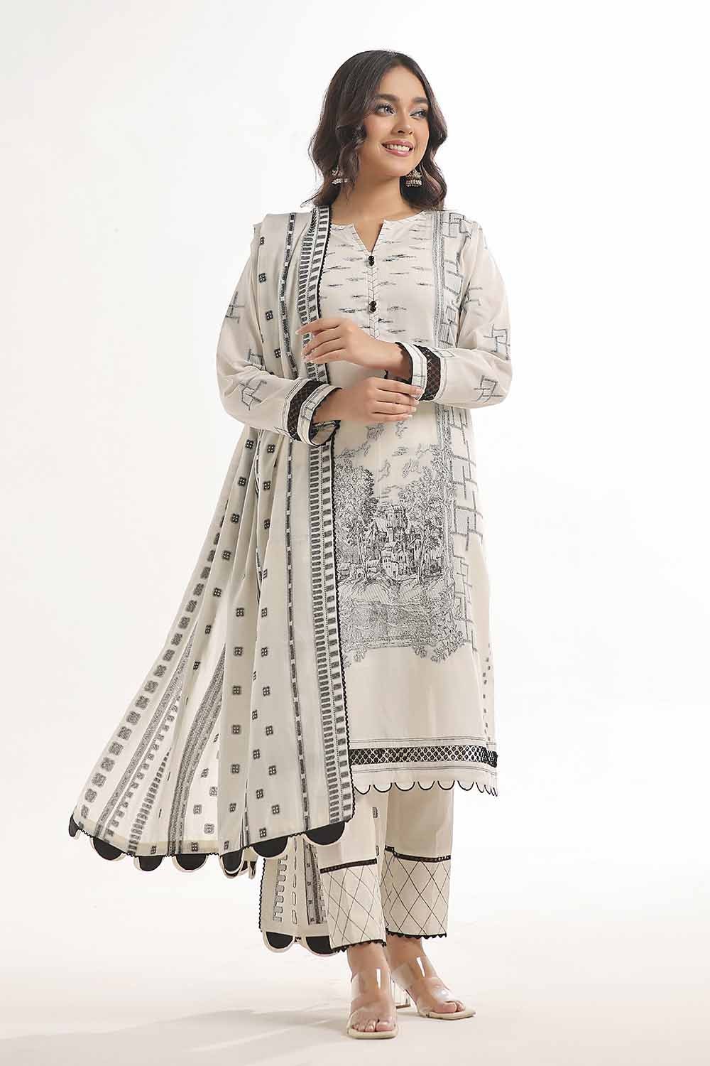 3 Piece Unstitched Lawn Jacquard Suit