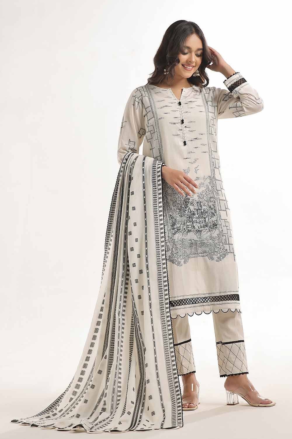 3 Piece Unstitched Lawn Jacquard Suit