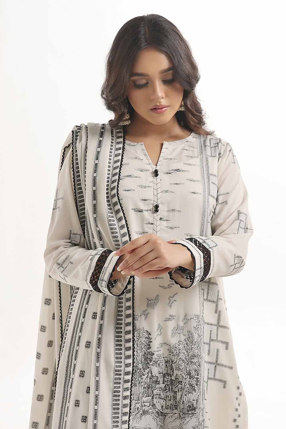 3 Piece Unstitched Lawn Jacquard Suit