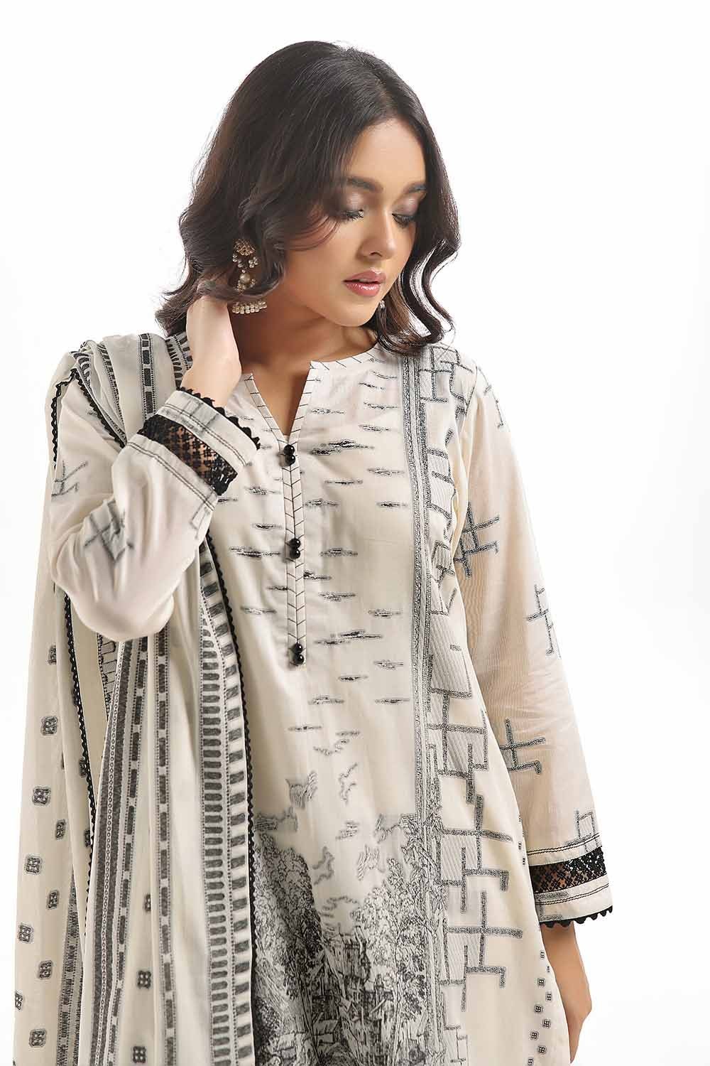 3 Piece Unstitched Lawn Jacquard Suit