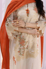 3 Piece Unstitched Lawn Jacquard Suit MJ-42041